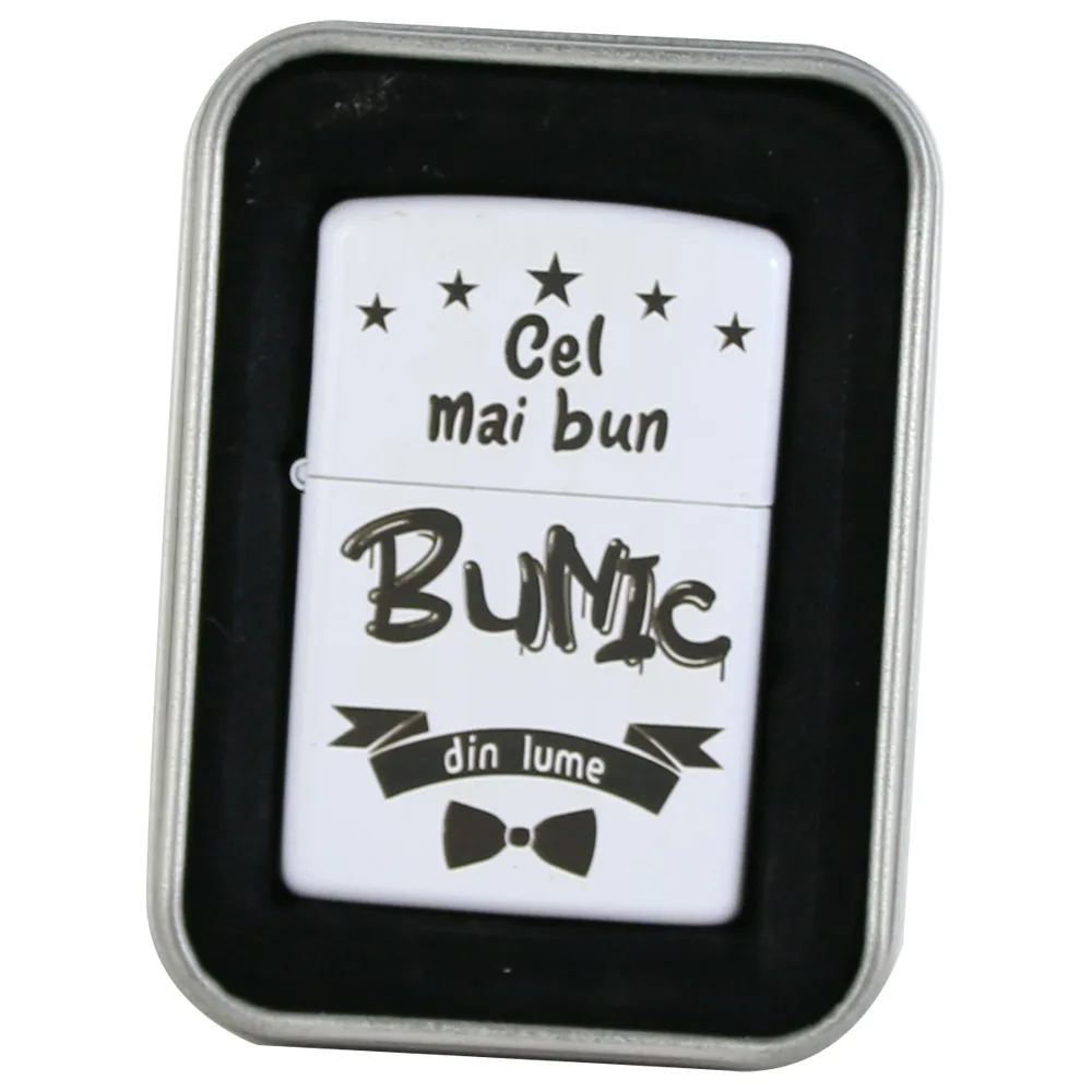 Bricheta metalica "Cel mai bun Bunic din lume", 3.5x5 CM, Alb