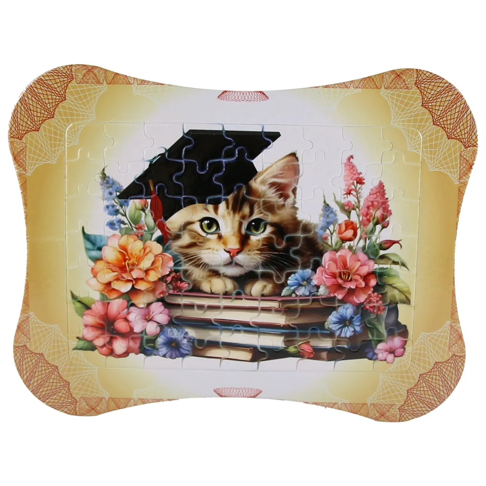 Puzzle in rama cu suport 24x19 CM, Pisica cu toca