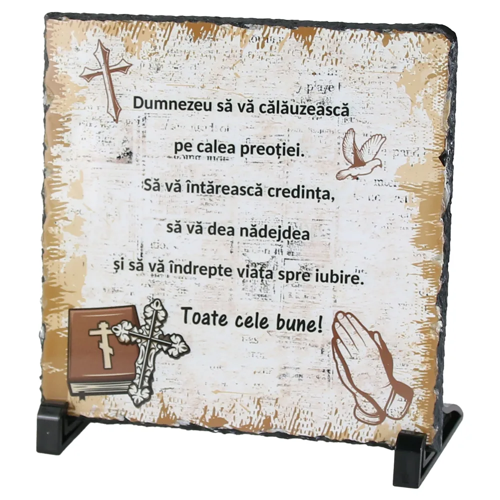 Placa ardezie "Dumnezeu sa va calauzeasca..." 19x19 CM