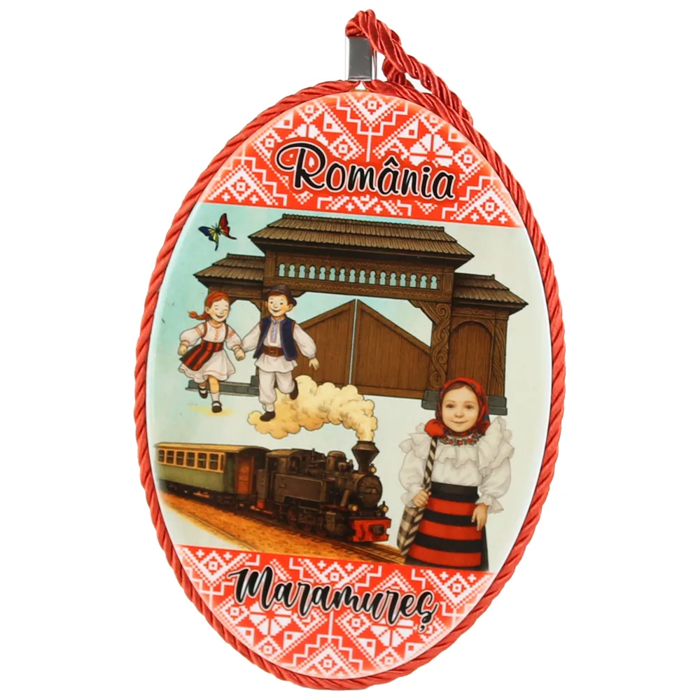 Decor de perete oval din ceramica Maramures 14 x 20 cm, Romania