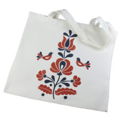 Sacosa din textil cu motive florale si pasari 38 x 40 cm