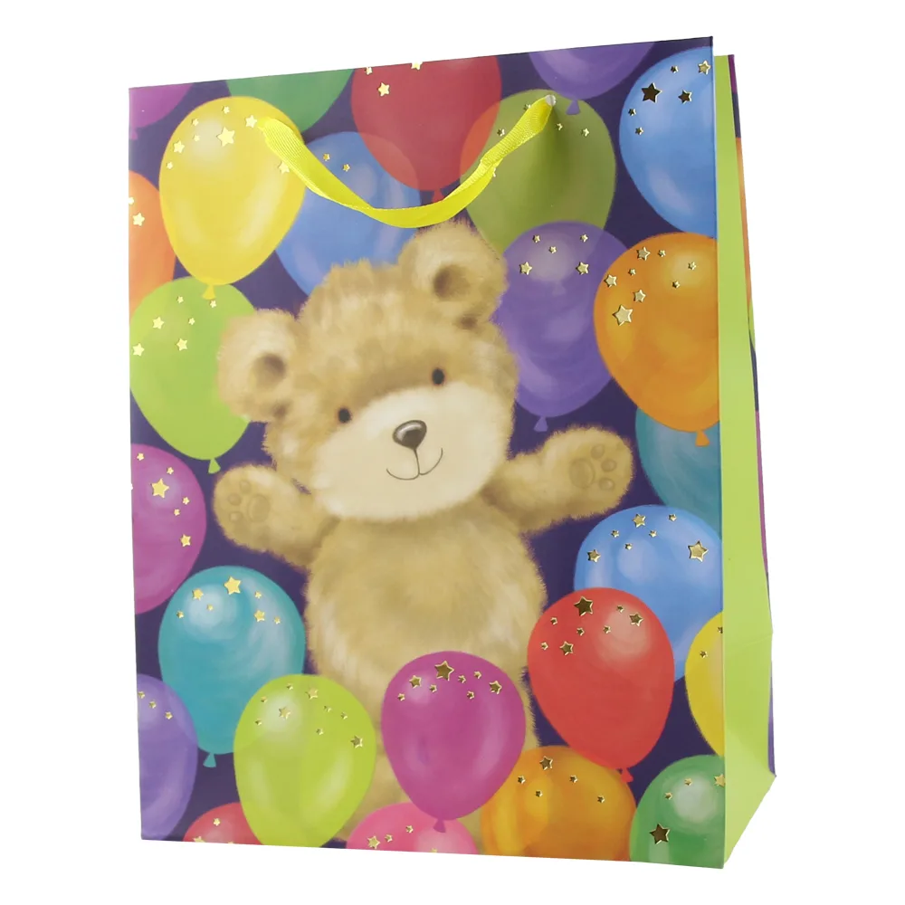 Punga cadou din hartie 18x23 CM, ursulet cu baloane