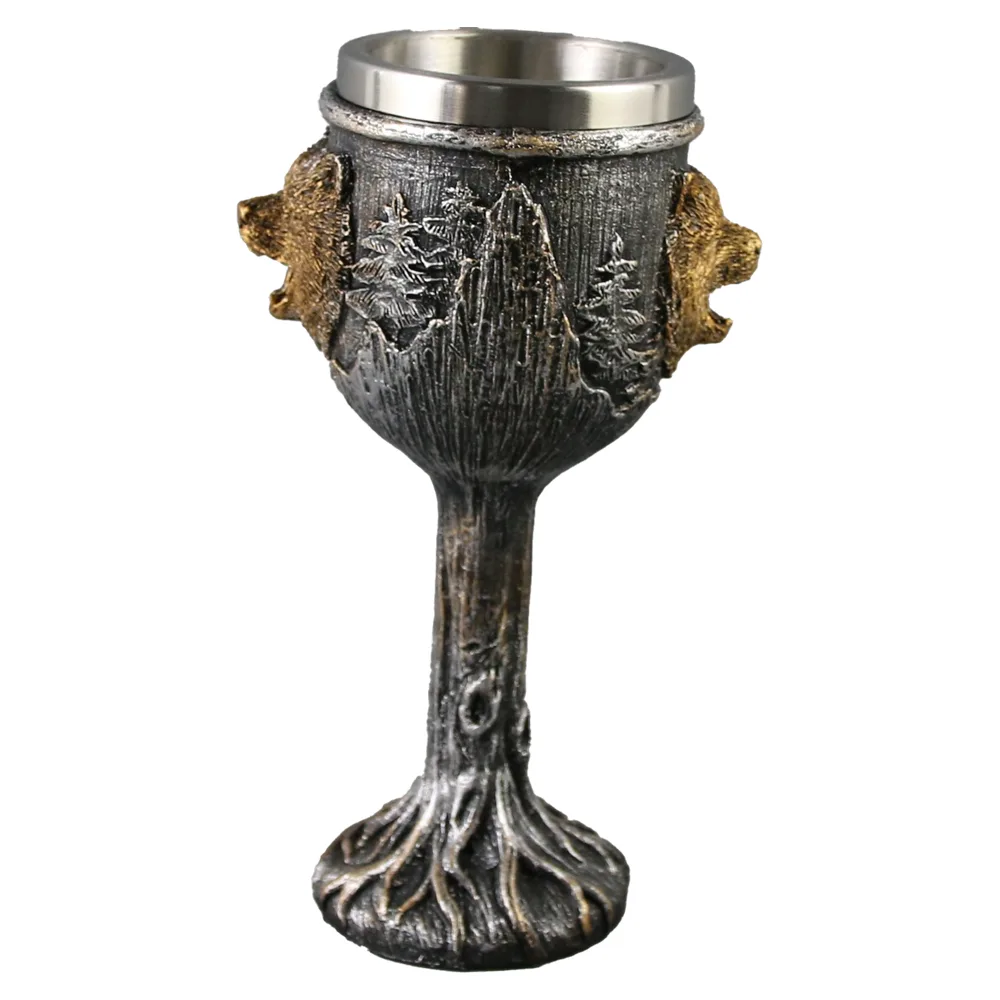 Pocal din metal si rasina Urs 8x18 CM - imagine 2