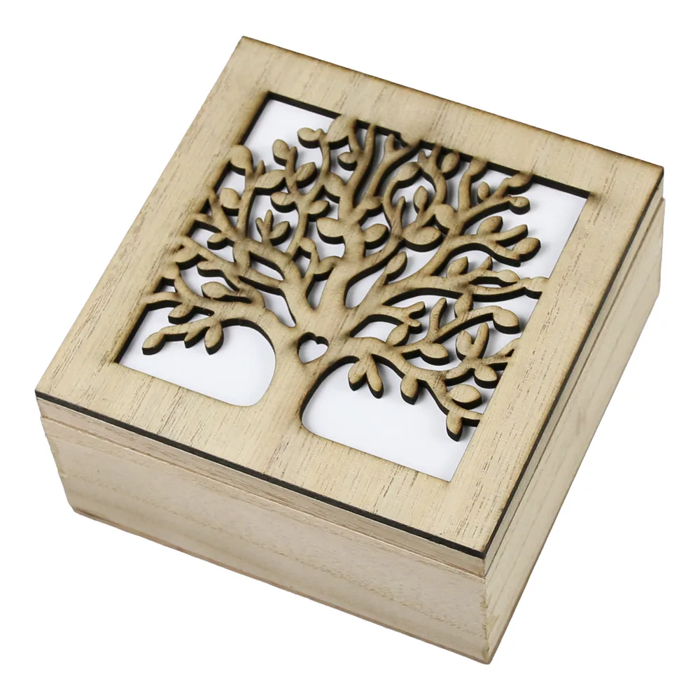 Cutie de bijuterii din lemn 12 x 12 x 6 cm, Copacul Vietii