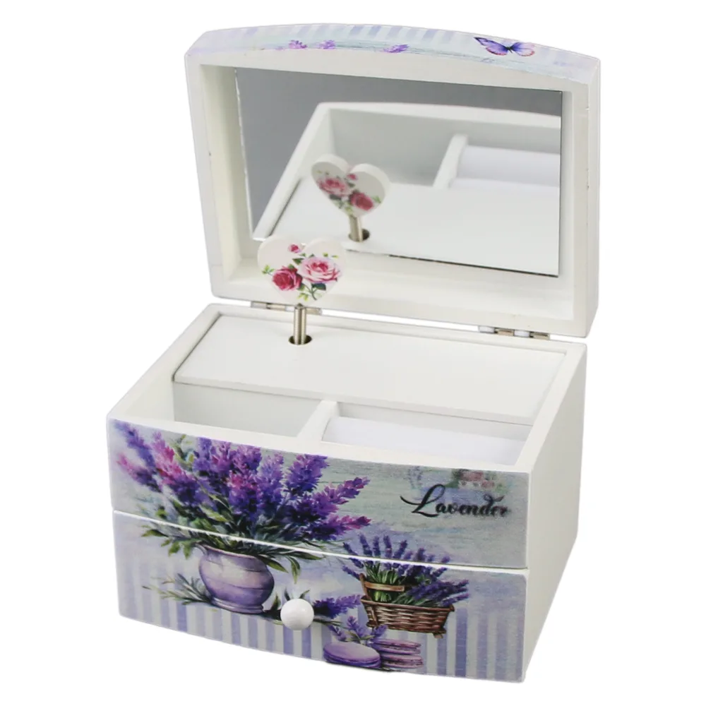 Cutie bijuterii muzicala, din lemn 13x10x9.5 cm, Lavender - imagine 2
