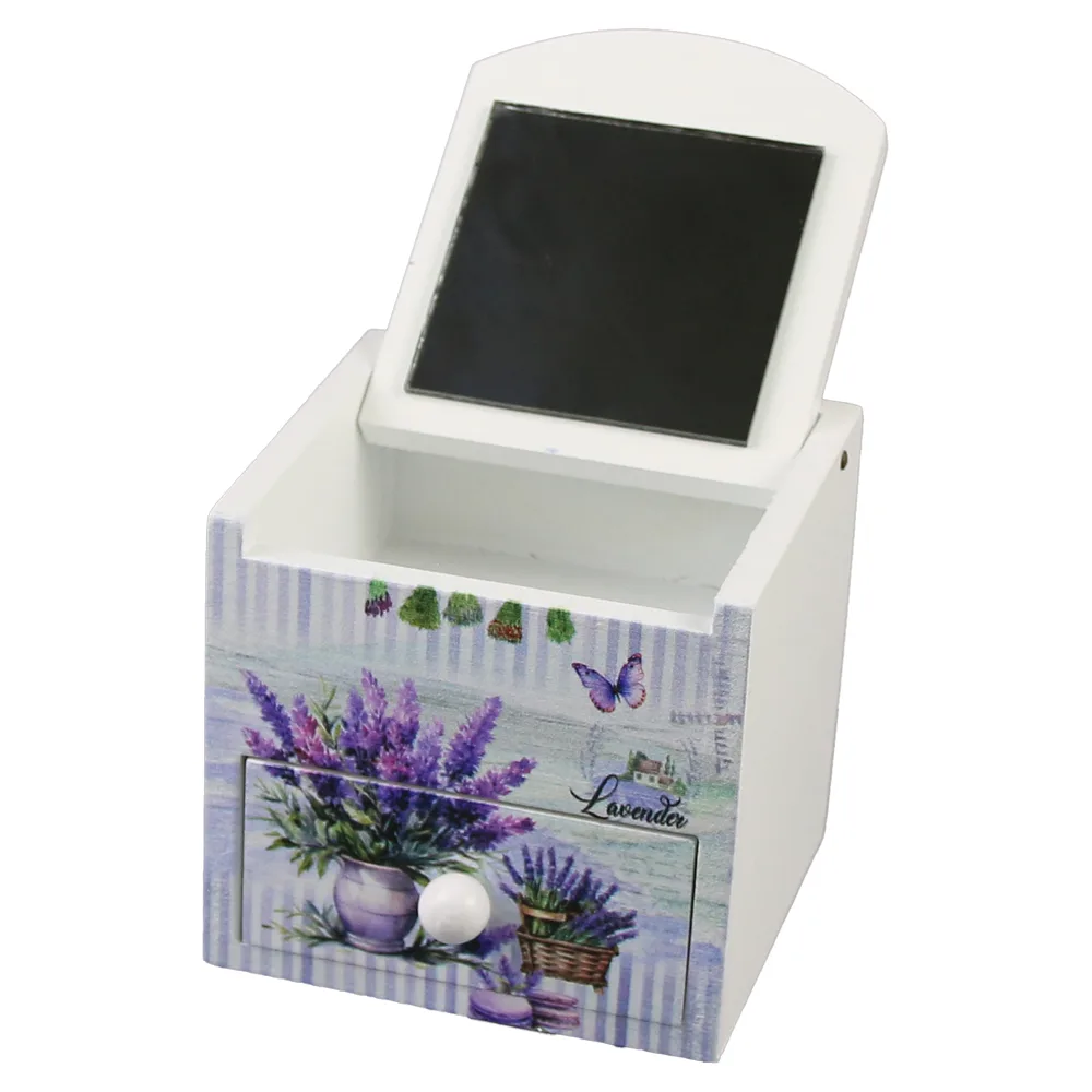 Cutie bijuterii din lemn 7x8x7 cm, Lavender - imagine 2