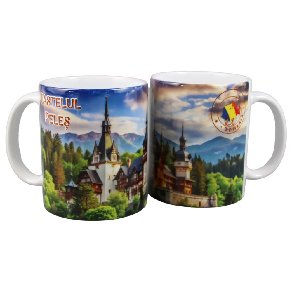 Cana ceramica "Castelul Peles/Romania", 330 ml - imagine 2