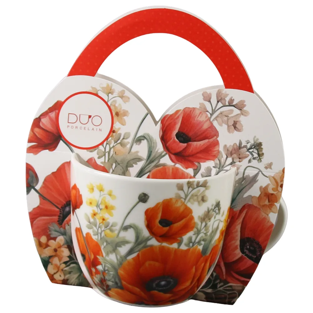 Cana portelan 460 ml "Poppies" in ambalaj decorativ - imagine 2