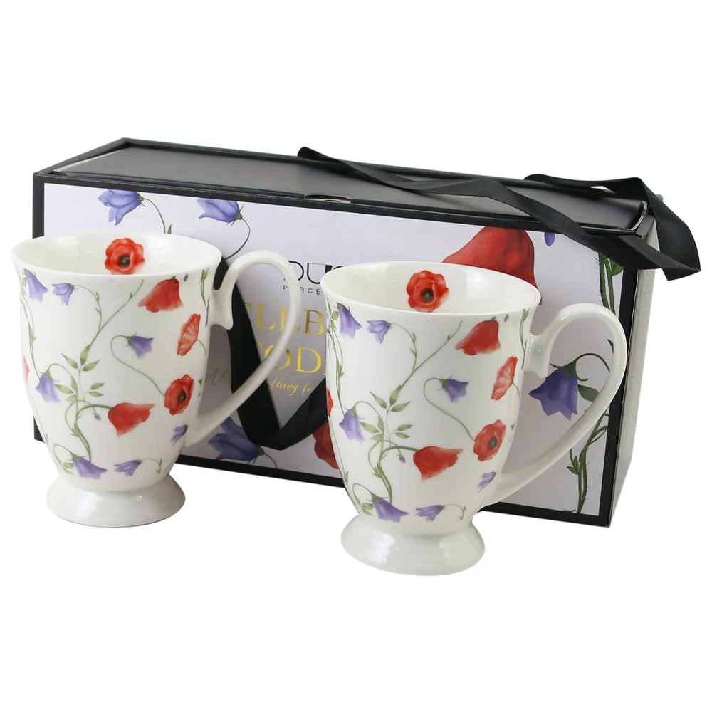 Set 2 cani din portelan "Angela", 340 ml, in cutie decorativa