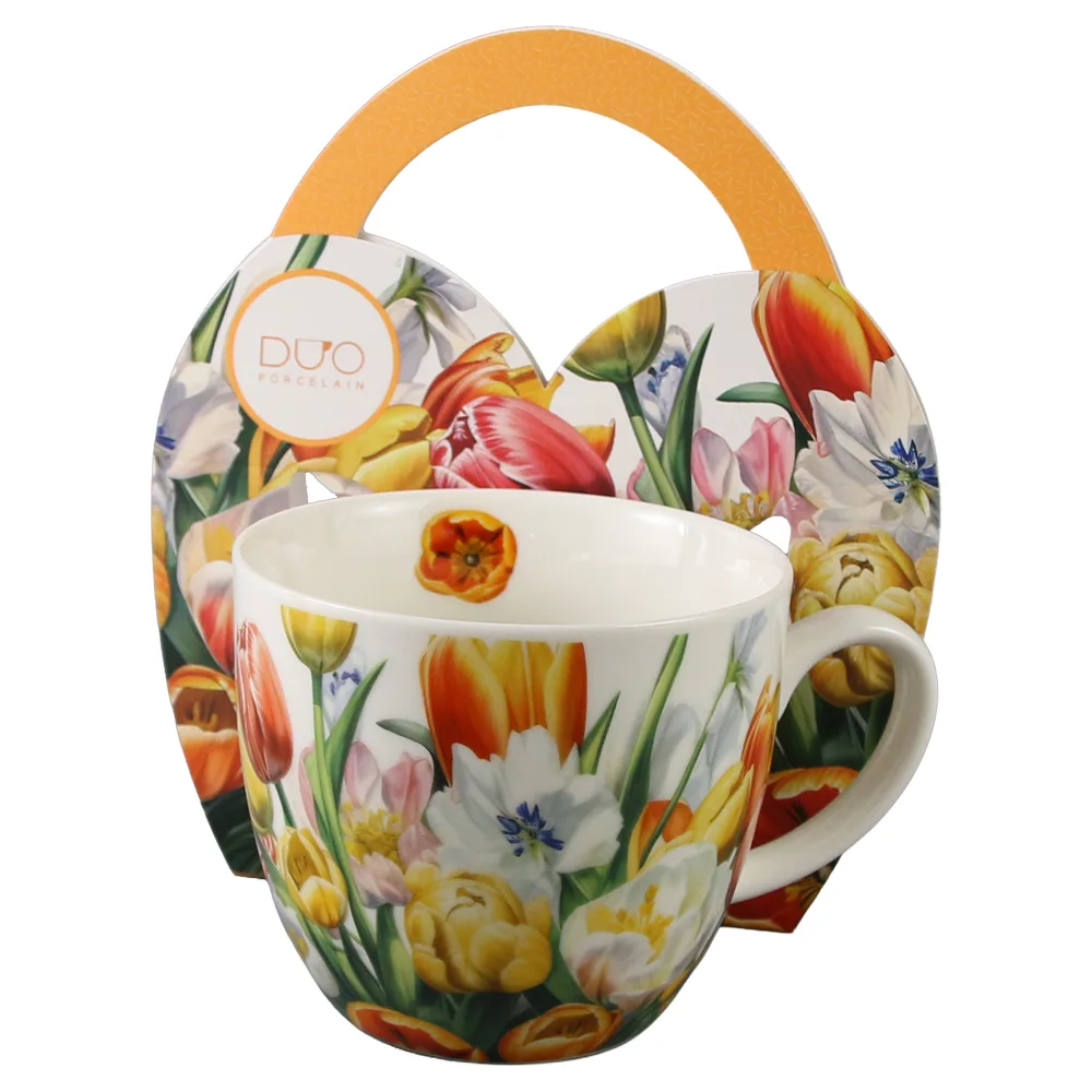 Cana portelan 460 ml "Tulipany" in ambalaj decorativ