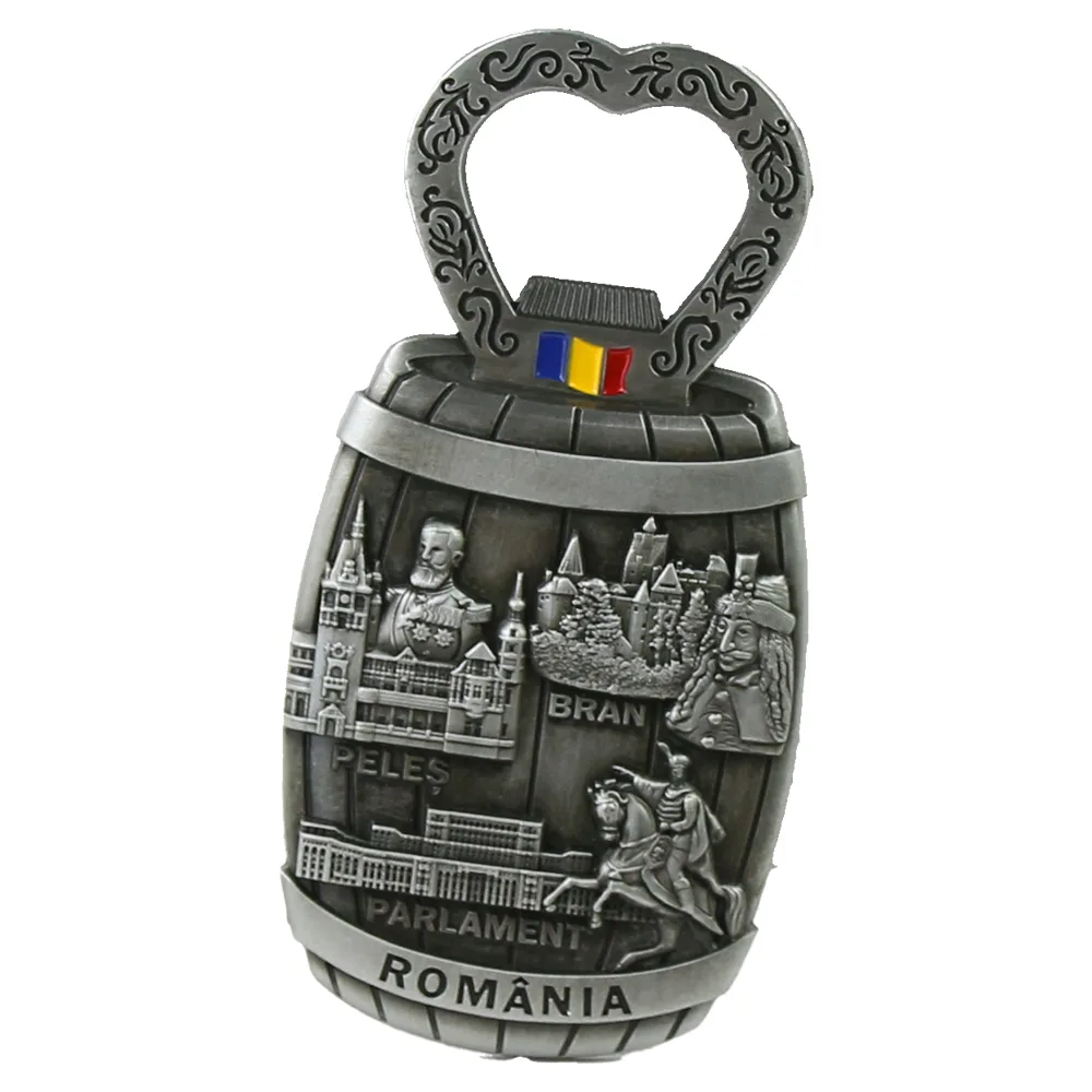 Magnet frigider cu desfacator, din metal 5x9 CM, Romania, Peles/Bran