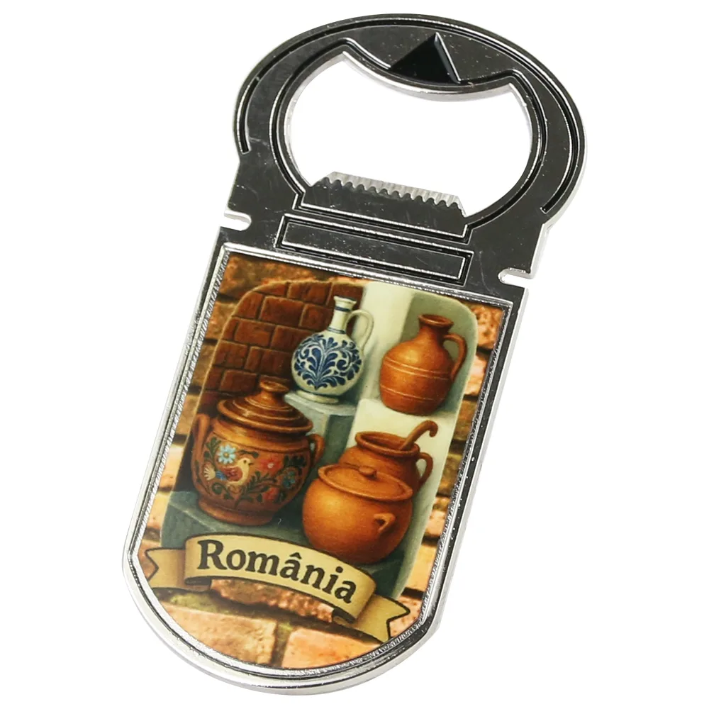 Desfacator sticle cu magnet "Romania", Vase ceramice, 4x9 CM