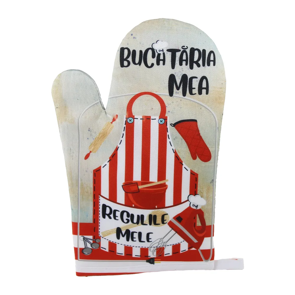 Manusa de bucatarie "Bucataria mea, Regulile mele", din textil, 27 CM