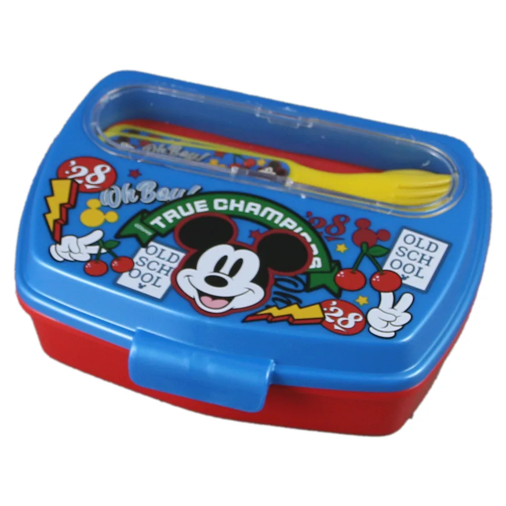 Cutie sandwich cu tacamuri, din plastic, Mickey Mouse, 17x14 CM - imagine 2