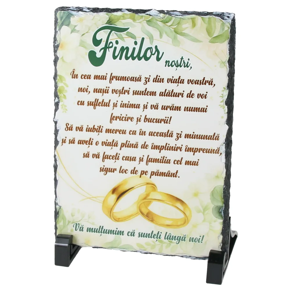 Placa ardezie "Finilor nostri, ...", 14x19 CM
