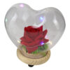 Cupola inimioara cu trandafir rosie si LED, 12 cm, cu cutie de cadou