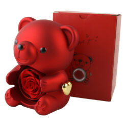 Cutie bijuterii Ursulet cu trandafir criogenat 13x16 cm, cu cutie de cadou - imagine 3