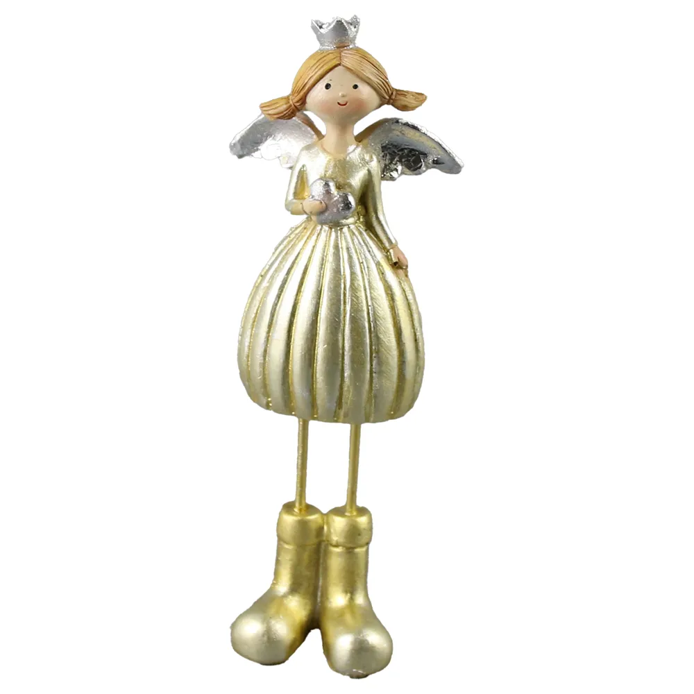 Figurina Inger din rasina aurie 18 CM, cu inimioara
