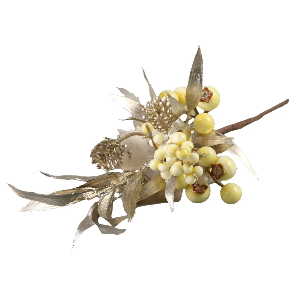 Pick decor cu bobite si frunze aurii 26 CM