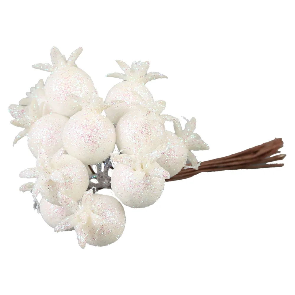 Pick decor bobite cu glitter alb 10 CM
