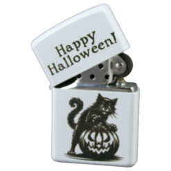 Alternative view of Bricheta metalica "Happy Halloween!" 4 x 5.5 cm, Pisica cu dovleac