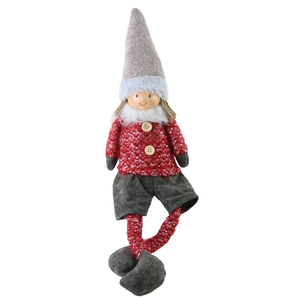 Figurina Copil cu picioare mobile, din textil 47 CM, Bordo - imagine 2