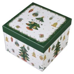 Set 2 cesti cu farfurii, din portelan, Around Christmas Tree, 250 ml, in cutie decorativa, Brad de Craciun - imagine 3