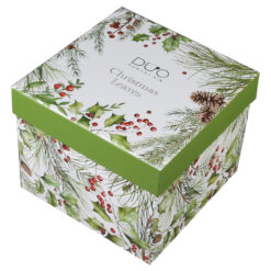 Set 2 cesti cu farfurii, din portelan, Christmas Leaves, 270 ml, in cutie decorativa, Frunze de Craciun - imagine 3