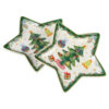 Set 2 platouri stea din portalan 15 CM, Around Christmas Tree, in cutie decorativa, Brad de Craciun