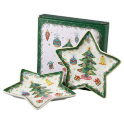 Alternative view of Set 2 platouri stea din portalan 15 CM, Around Christmas Tree, in cutie decorativa, Brad de Craciun