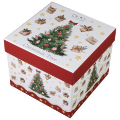 Set 2 cesti cu farfurii, din portelan, Christmas Tree, 270 ml, in cutie decorativa, Brad de Craciun - imagine 3