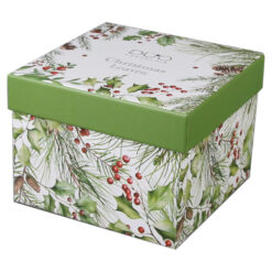 Set 2 cesti espresso cu farfurii, din portelan, Christmas Leaves, 90 ml, in cutie decorativa, Frunze de Craciun - imagine 3