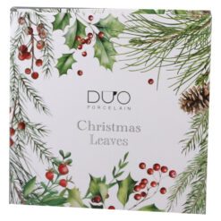 Alternative view of Set 2 farfurii din portelan 19 CM, Christmas Leaves, in cutie decorativa, Frunze de Craciun