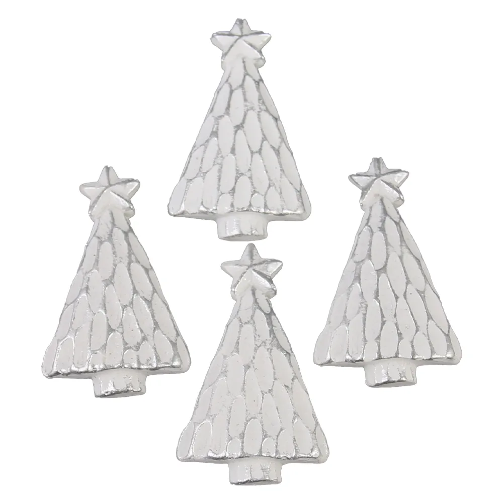Set 4 brazi din rasina 3x5.5 CM, Alb/argintiu