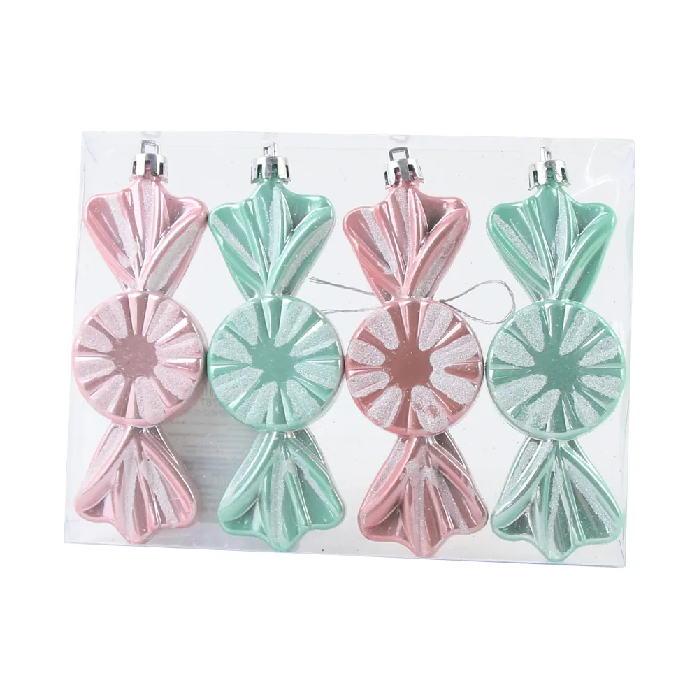 Set 4 ornamente de brad Bomboane 12 CM, din plastic, pastel