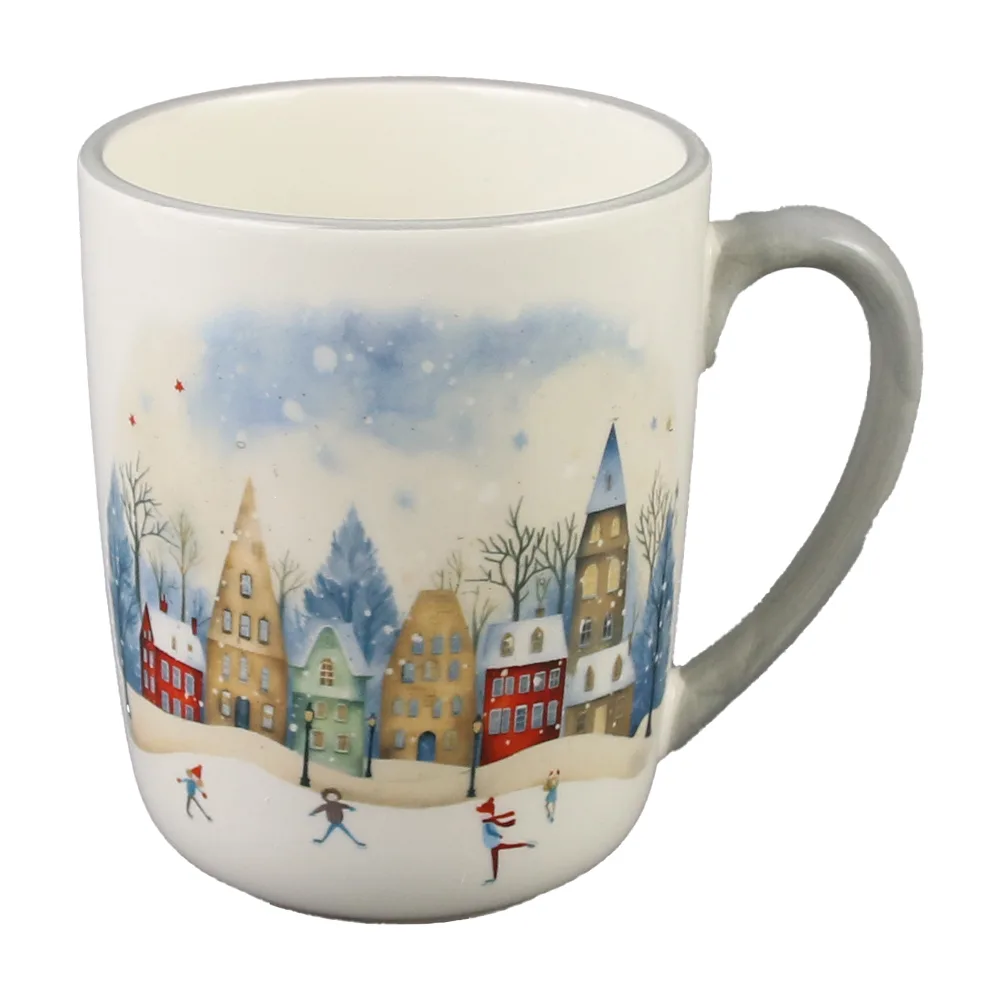 Cana de Craciun, din ceramica, 500 ml, Peisaj de iarna