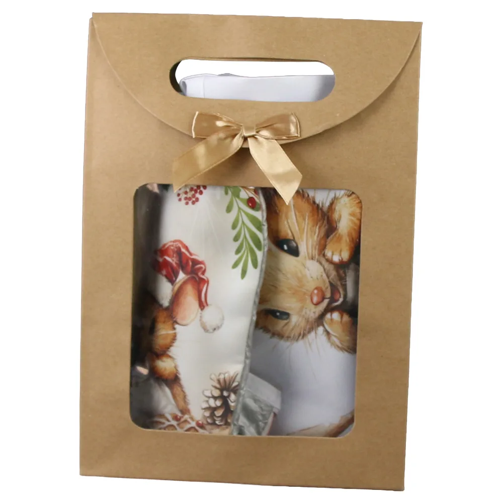 Set cadou "Craciun Fericit!", Manusa cu sort de bucatarie, Soricel + punga cadou - imagine 2