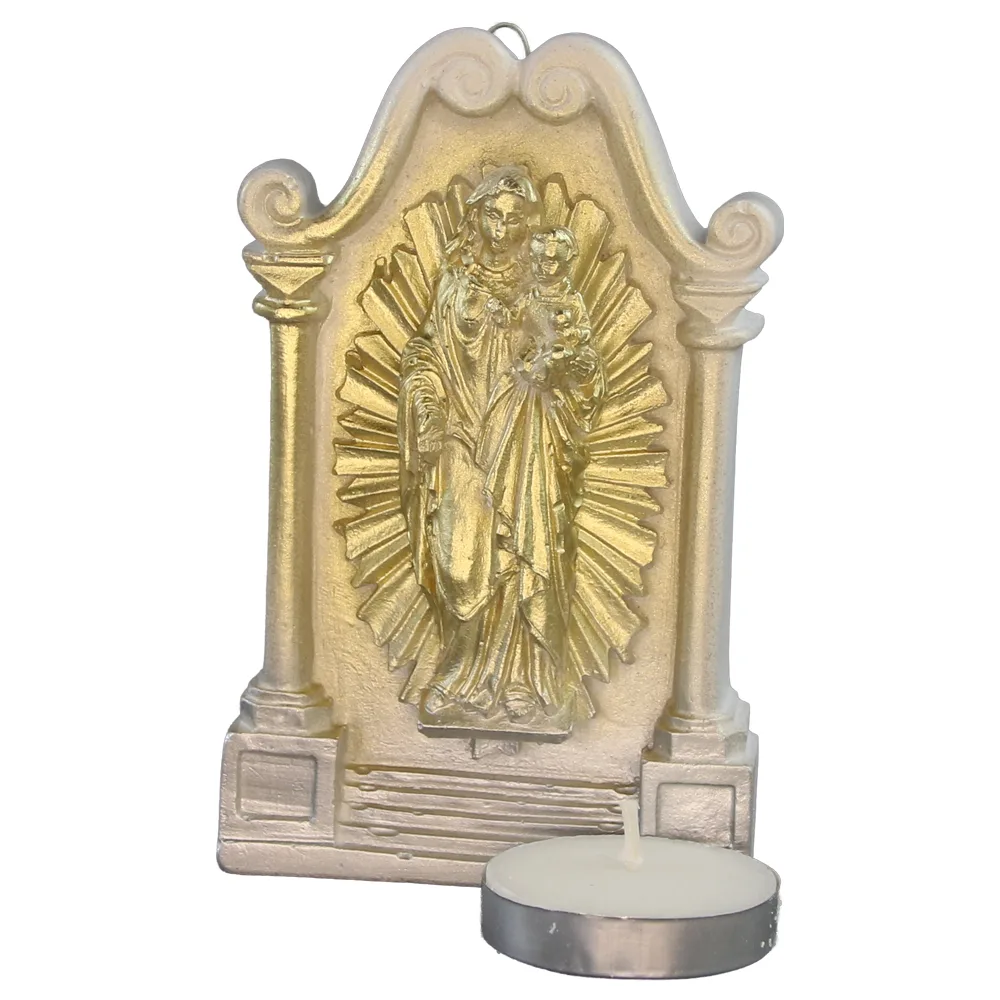Placheta din ipsos cu lumanare Fecioara Maria 7 x 11 cm - imagine 2