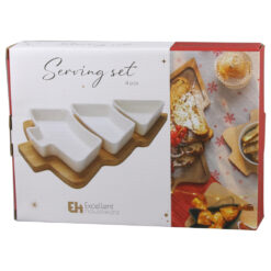 Alternative view of Set 3 boluri din ceramica cu suport din bambus 27.5x20 CM, Serving Set, Brad