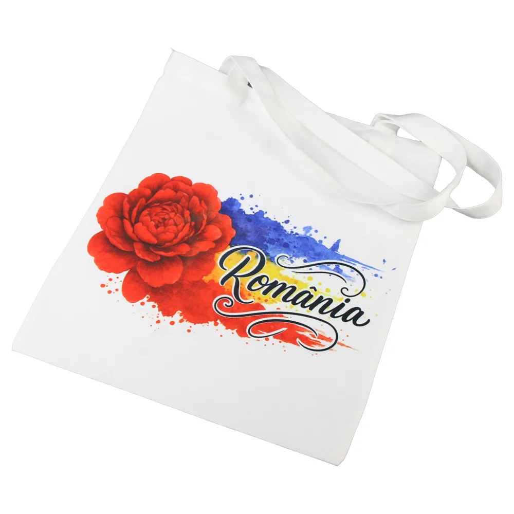 Sacosa textil "Romania", 30x35 CM, bujor