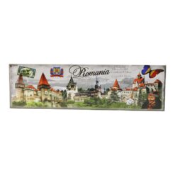 Magnet de frigider suvenir din plastic "Romania" 17 x 5 cm, castele & fluture