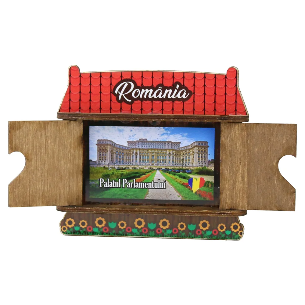 Magnet frigider din lemn "I Love Bucharest", 9x8 CM, Casuta - imagine 2