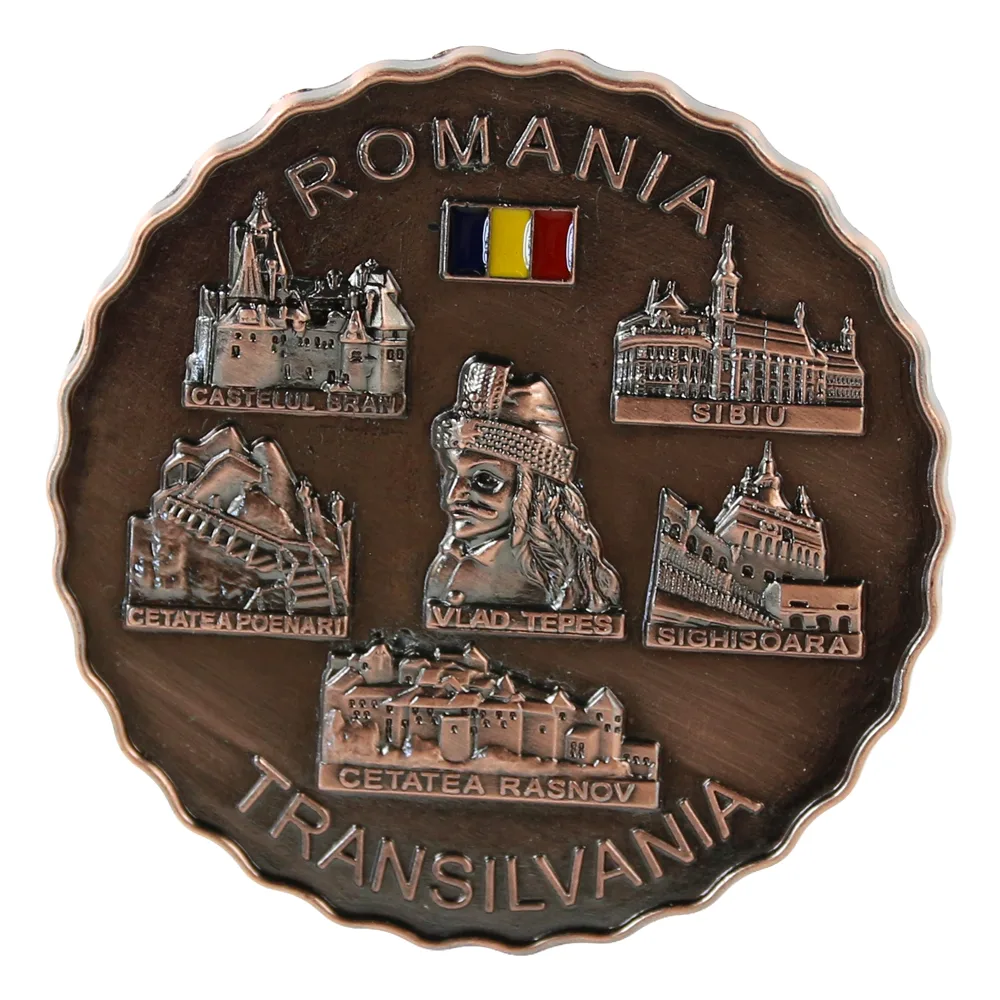 Magnet de frigider metalic 6 cm, Romania / Transilvania