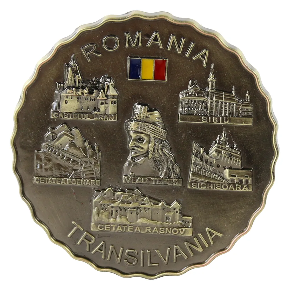 Magnet de frigider metalic 6 cm, Romania / Transilvania - imagine 2