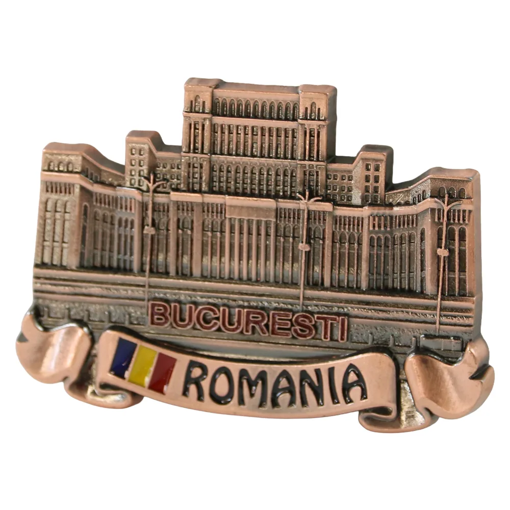 Magnet de frigider metalic "Romania / Bucuresti" 7 x 5 cm - imagine 2