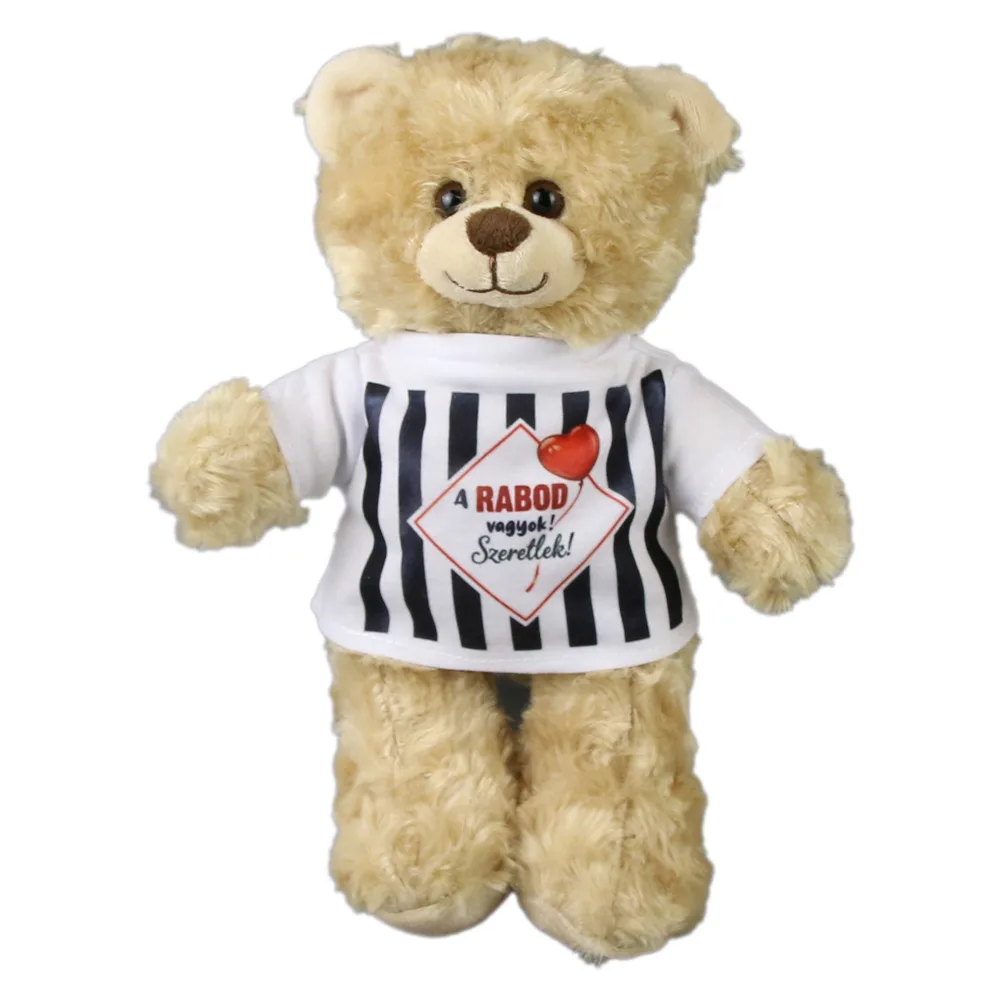 Ursulet din plus cu tricou "A Rabod vagyok! Szeretlek!" 28 cm
