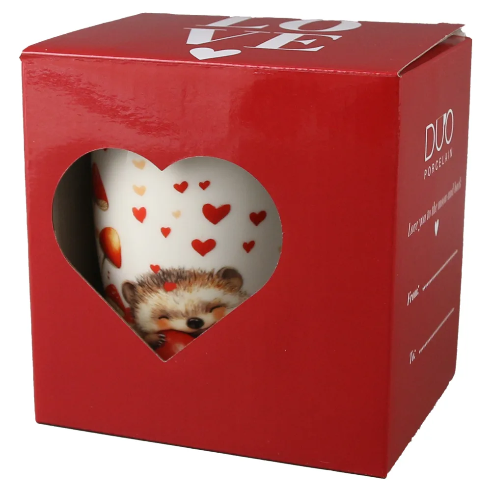 Cana portelan cu infuzor metalic si capac, 360 ml, Arici cu inima, cu cutie cadou - imagine 3