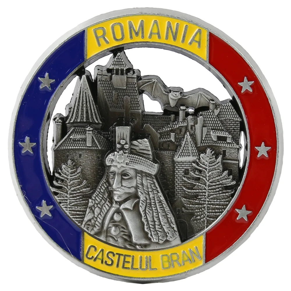 Magnet de frigider metalic 7 cm, Romania, Castelul Bran - imagine 2