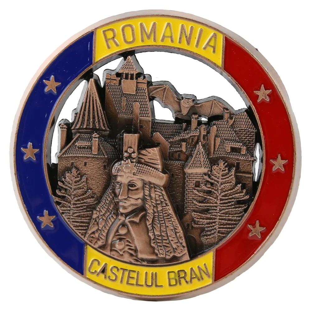 Magnet de frigider metalic 7 cm, Romania, Castelul Bran - imagine 3
