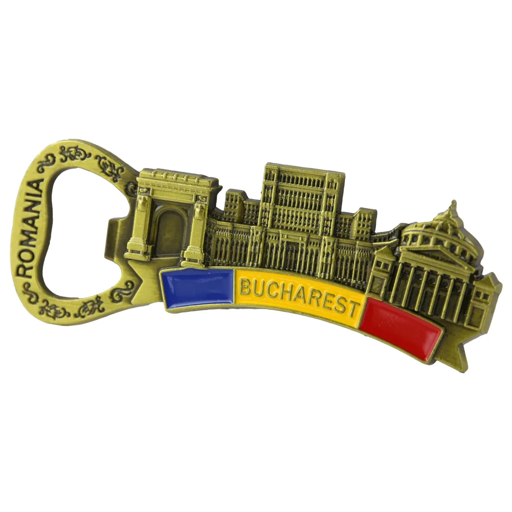 Magnet de frigider metalic cu deschizator de sticle 9.5 x 3.5 cm, Romania/Bucuresti - imagine 3